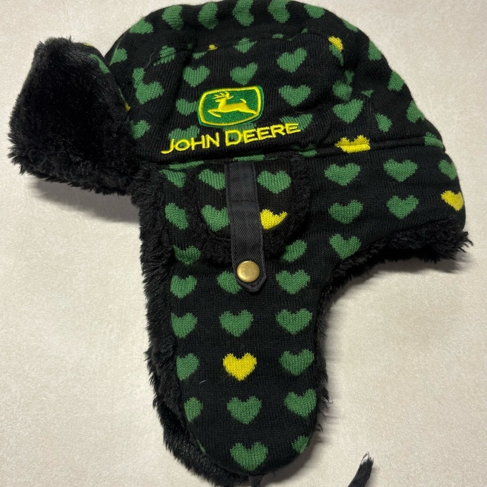 Cozy Black and Green Kids Winter Hat - Picture 2 of 4